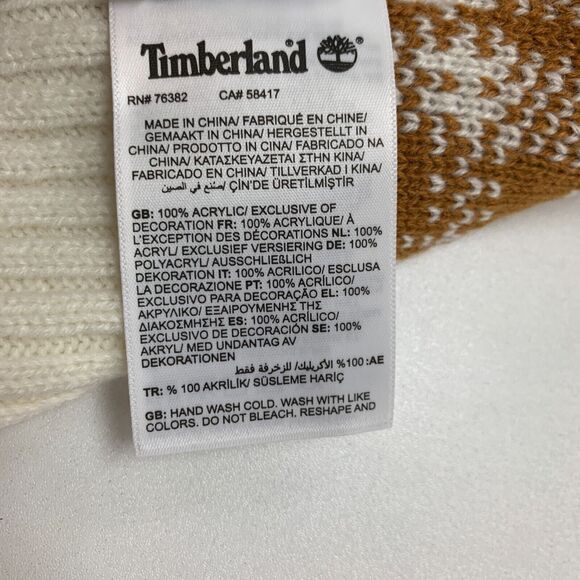 Timberland Knit Scarf Women 62X10 Spice Cream Buffalo Plaid Cozy Soft Rib Trim - Picture 12 of 16